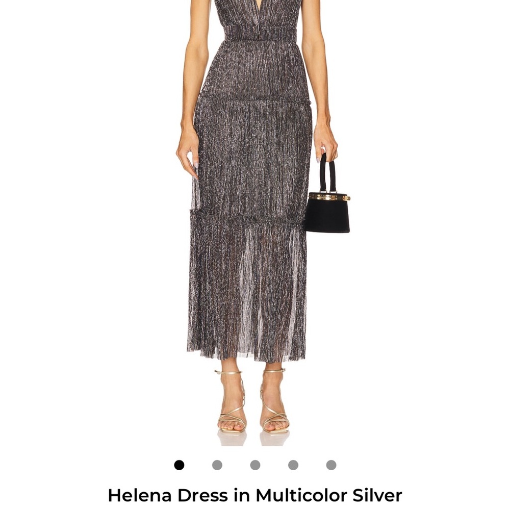 Sabina Musayev Multicolor Silver Fringe Midi Dress